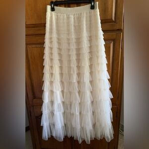 Ivory Tulle Layered Maxi Skirt NWT